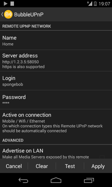 Connecting with Android BubbleUPnP